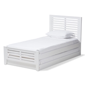 Baxton Studio Sedona Modern Classic Mission Style White-Finished Wood Twin Platform Bed with Trundle